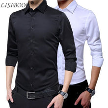 Load image into Gallery viewer, Mens Long Sleeve Shirt Dress Up Professional Shirt Long Sleeve Mens White Slim Fit Shirt Solid Color Men Business Dress Shirt