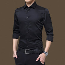 Load image into Gallery viewer, Mens Long Sleeve Shirt Dress Up Professional Shirt Long Sleeve Mens White Slim Fit Shirt Solid Color Men Business Dress Shirt