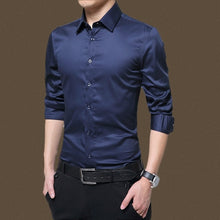 Load image into Gallery viewer, Mens Long Sleeve Shirt Dress Up Professional Shirt Long Sleeve Mens White Slim Fit Shirt Solid Color Men Business Dress Shirt