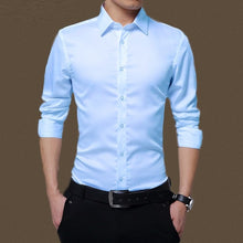 Load image into Gallery viewer, Mens Long Sleeve Shirt Dress Up Professional Shirt Long Sleeve Mens White Slim Fit Shirt Solid Color Men Business Dress Shirt