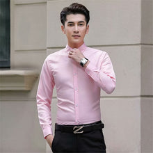 Load image into Gallery viewer, Mens Long Sleeve Shirt Dress Up Professional Shirt Long Sleeve Mens White Slim Fit Shirt Solid Color Men Business Dress Shirt