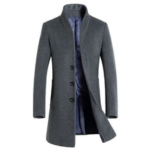 Load image into Gallery viewer, 2019 New Long Wool Coat Men Fashion Pea Coat Jacket Wool &amp; Blends Winter Jackets Mens Woolen Overcoat
