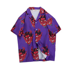 Load image into Gallery viewer, hip hop streetwear shirts men Devil Full Printing short sleeve summer floral rapper harajuku loose hawaiian korean shirts camisa
