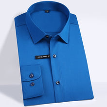 Load image into Gallery viewer, Men's Regular-fit Long Sleeve Stretch Easy Care Shirt Formal Business Office/Working Wear Bamboo Fiber Solid Basics Dress Shirts