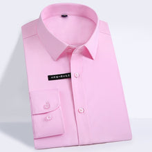Load image into Gallery viewer, Men's Regular-fit Long Sleeve Stretch Easy Care Shirt Formal Business Office/Working Wear Bamboo Fiber Solid Basics Dress Shirts