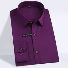 Load image into Gallery viewer, Men's Regular-fit Long Sleeve Stretch Easy Care Shirt Formal Business Office/Working Wear Bamboo Fiber Solid Basics Dress Shirts