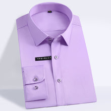 Load image into Gallery viewer, Men's Regular-fit Long Sleeve Stretch Easy Care Shirt Formal Business Office/Working Wear Bamboo Fiber Solid Basics Dress Shirts