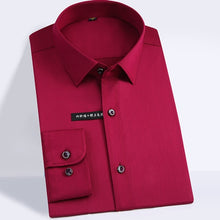 Load image into Gallery viewer, Men's Regular-fit Long Sleeve Stretch Easy Care Shirt Formal Business Office/Working Wear Bamboo Fiber Solid Basics Dress Shirts