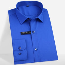 Load image into Gallery viewer, Men's Regular-fit Long Sleeve Stretch Easy Care Shirt Formal Business Office/Working Wear Bamboo Fiber Solid Basics Dress Shirts