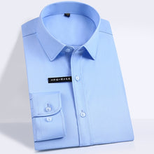 Load image into Gallery viewer, Men's Regular-fit Long Sleeve Stretch Easy Care Shirt Formal Business Office/Working Wear Bamboo Fiber Solid Basics Dress Shirts